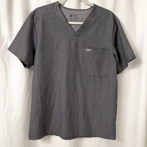 Figs Gray Scrub Top Size M Technical Collection V Neck Short Sleeve